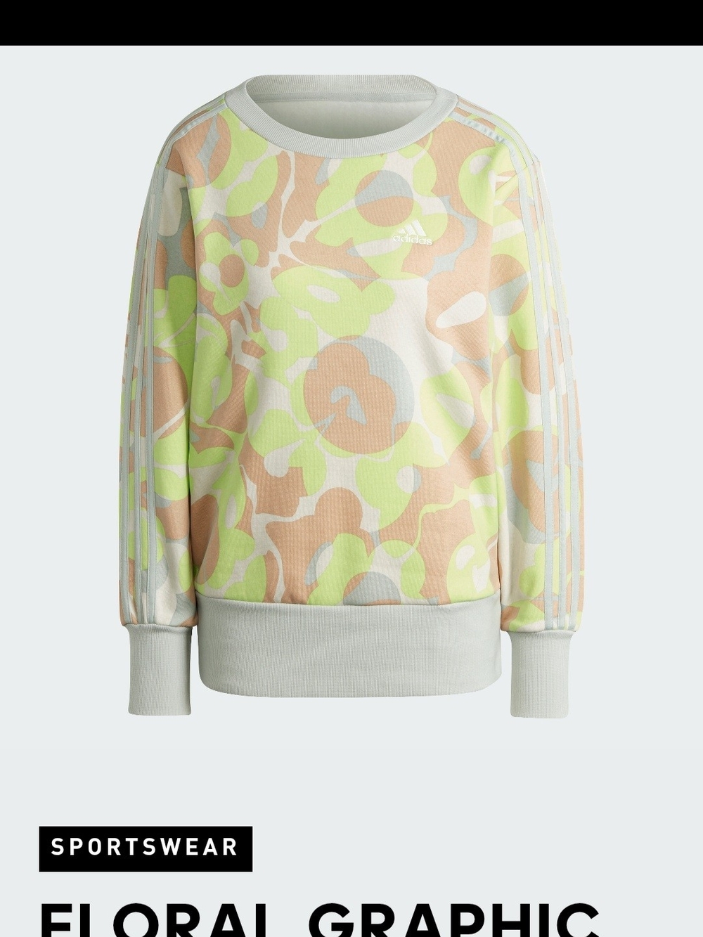 Adidas Floral 3-Stripes Fleece Crewneck Sweatshirt Women's Size Small - Picture 11 of 12